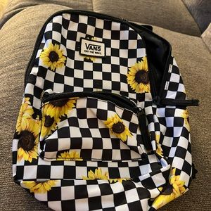 vans checkered sunflower print backpack